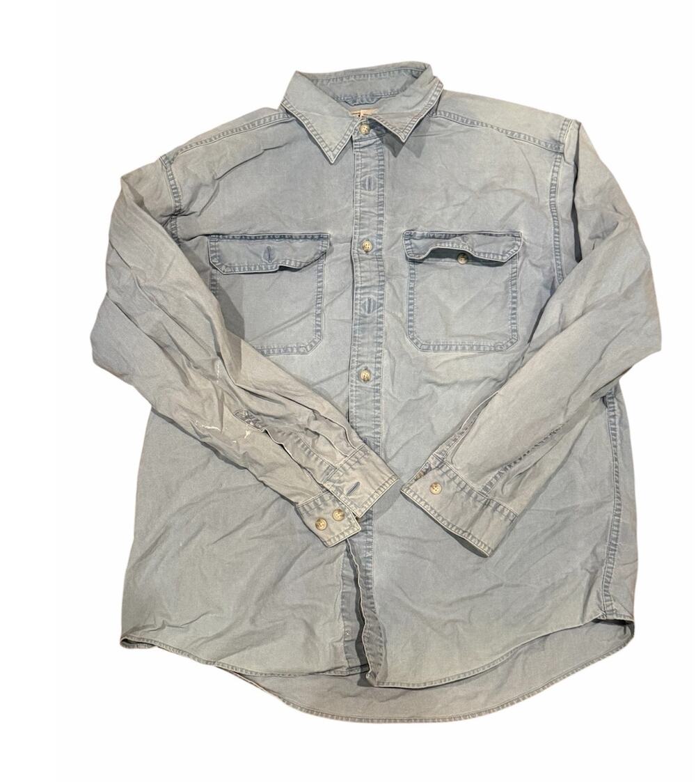 L.L.Bean Men's M Blue Cotton Button Down Shirt Long Sleeve Casual Outdoor